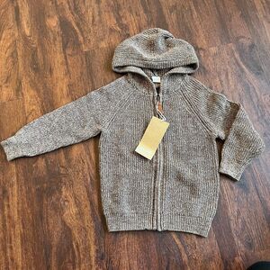 NWT Goumi Kids Bark Knit Hoodie SZ 8-9Y Youth Medium Organic Cotton Zip Up Sweat